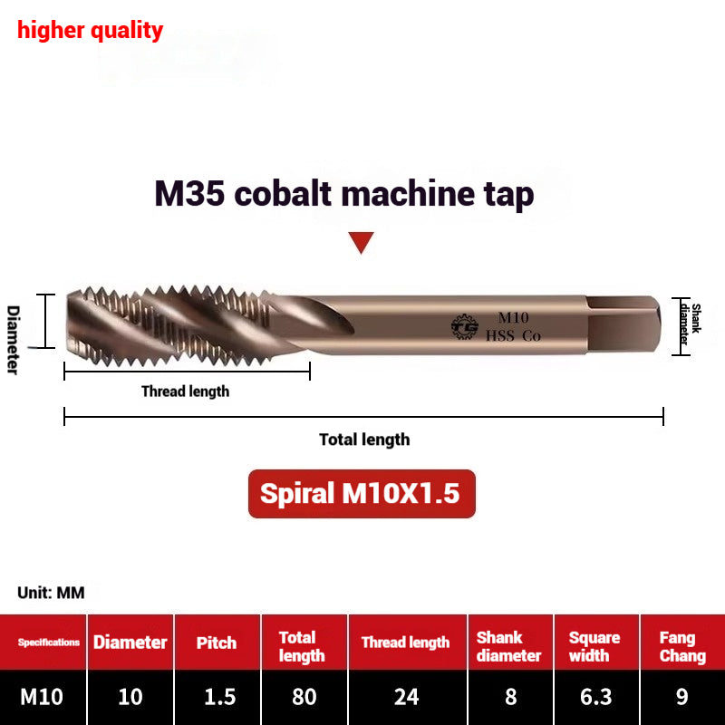 1084-M35 cobalt taps machine use high speed steel stainless steel special taps straight groove spiral apex backtapping taps Shandong Denso Pricision Tools Co.,Ltd.
